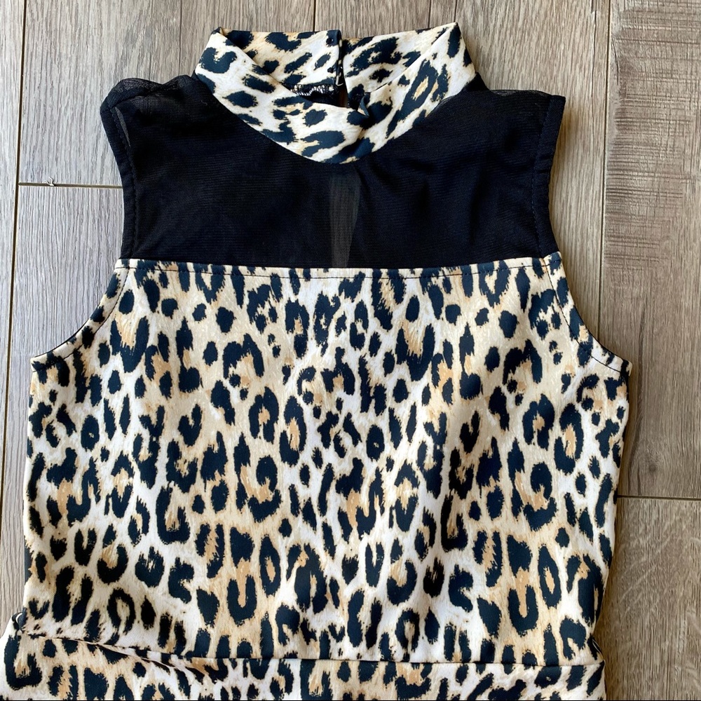 GIRLS SZ 9/10 RIVER ISLAND LEOPARD/BLK  DRESS - Picture 2 of 7